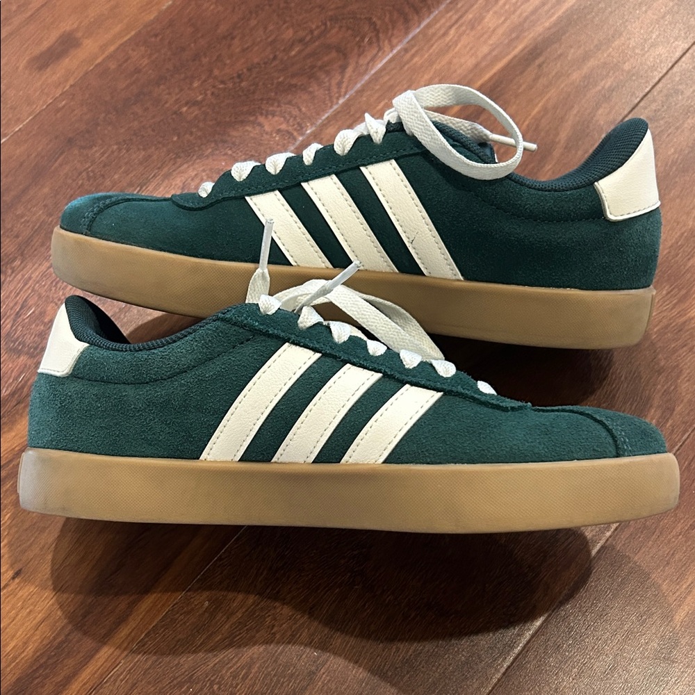 Adidas Forest Green Sneakers with Cream Stripes